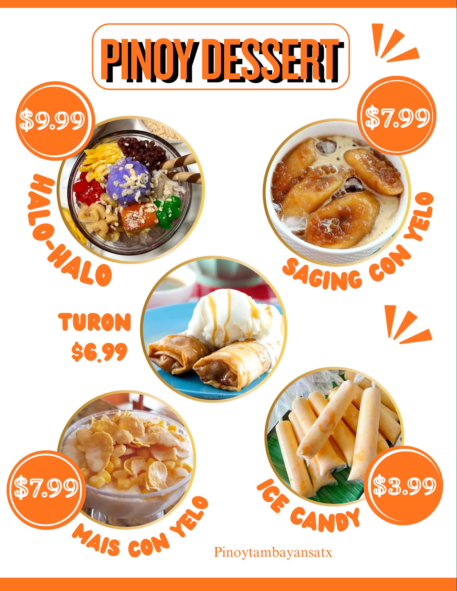 Pinoy dessert menu